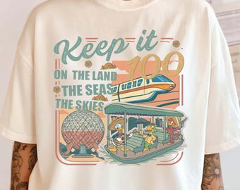 Vintage Epcot Keep It 100 On The Land The Seas The Skies PNG, Disney Three Caballeros Traveler Matching Png, Disneyland Family Trip