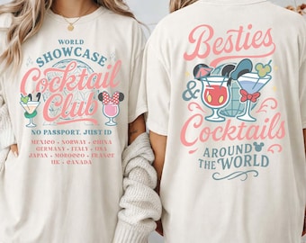 Disney Besties Cocktail Clubs Drink Around The World PNG, Disney Epcot Drink Tour Png, Disney Family Matching Trip 2026