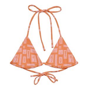 Hand-Illustrated Picture Perfect Bikini Top, Adjustable Straps, UPF 50+