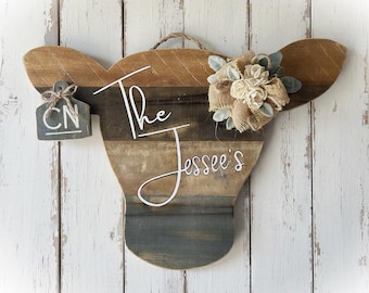 Colgador de puerta con diseño de vaca personalizable