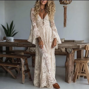 white christmas dresses Cream Lace Midi Dress – Aquarius Brand main image 0