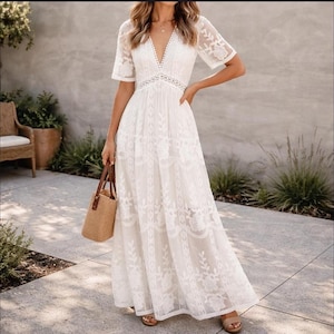 White Lace Maxi Dress - Etsy White Lace Maxi Dress - Etsy