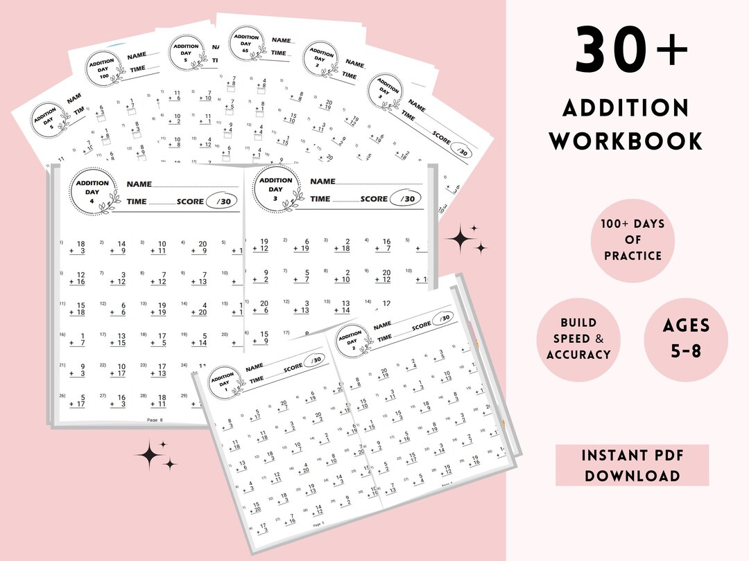 Addition Workbook, 100+ Daily Math Drills (PDF Download) - Etsy