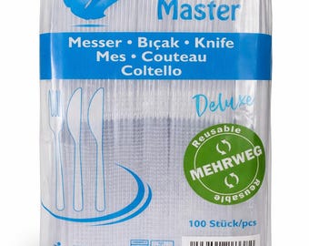 Transparent plastic knives, 100 pieces