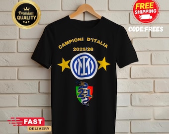 Inter Mailand Meister-T-Shirt 2025/26, Trikot zum 21. Scudetto, Fan-T-Shirt der Nerazzurri, Design des italienischen Fußballmeisters, Inter-Anhänger-T-Shirt