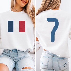 France Jersey Style T-Shirt, Number 7 Graphic Tee, Soccer Fan Apparel image 3