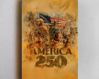 America 250 Soldier Tribute Style Poster, Wall Decor Retro Veterans 250th Anniversary USA Print, 4th of July Commemoration Modern Home Decor