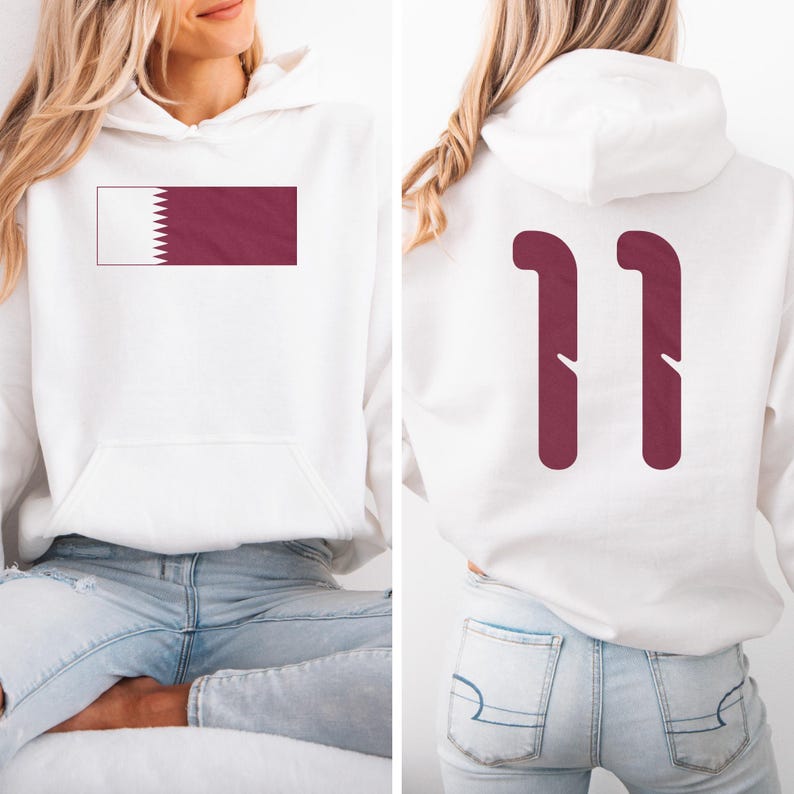 Camiseta unisex con estampado inspirado en el fútbol del número 11 de Qatar, homenaje a Estados Unidos en la Copa Mundial de Fútbol 2026, diseño casual de jugador con estampado a doble cara al estilo qatarí. imagen 2