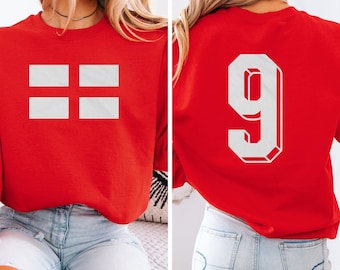 English Tribute Design 2-Sided Casual Player, England #9 Jersey Style Football Inspired Graphic Tee, Soccer 2026 World USA Unisex T-Shirt