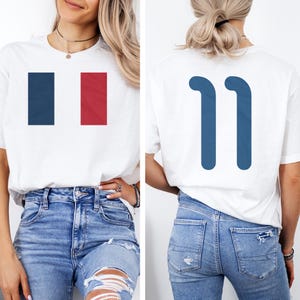 Camiseta unisex de fútbol con diseño de homenaje francés, estampado a doble cara, estilo camiseta de fútbol con el número 11 de Francia, Copa Mundial de Fútbol 2026 de EE. UU. imagen 3