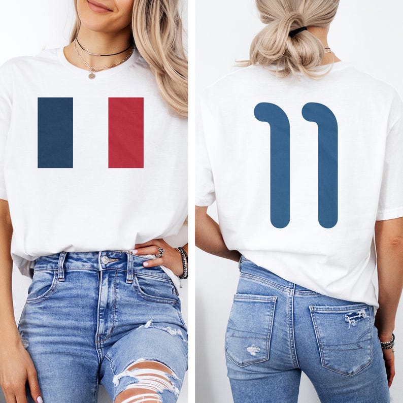 Camiseta unisex de fútbol con diseño de homenaje francés, estampado a doble cara, estilo camiseta de fútbol con el número 11 de Francia, Copa Mundial de Fútbol 2026 de EE. UU. imagen 3