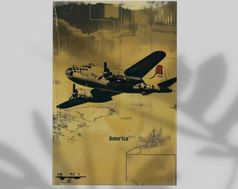 Póster retro de la celebración estadounidense del 4 de julio, decoración de pared con estampado de avión militar vintage, decoración moderna para el hogar del 250 aniversario de Estados Unidos.