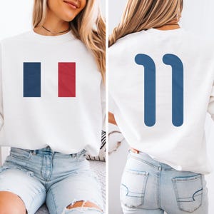 Camiseta unisex de fútbol con diseño de homenaje francés, estampado a doble cara, estilo camiseta de fútbol con el número 11 de Francia, Copa Mundial de Fútbol 2026 de EE. UU. imagen 9