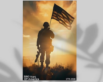 250 Years of America Veteran Style Poster, Wall Decor USA Army Tribute Inspired Print, 4th of July Commemoration Gift Modern Home Decor