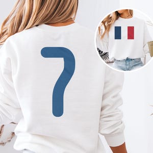 France Jersey Style T-Shirt, Number 7 Graphic Tee, Soccer Fan Apparel image 4