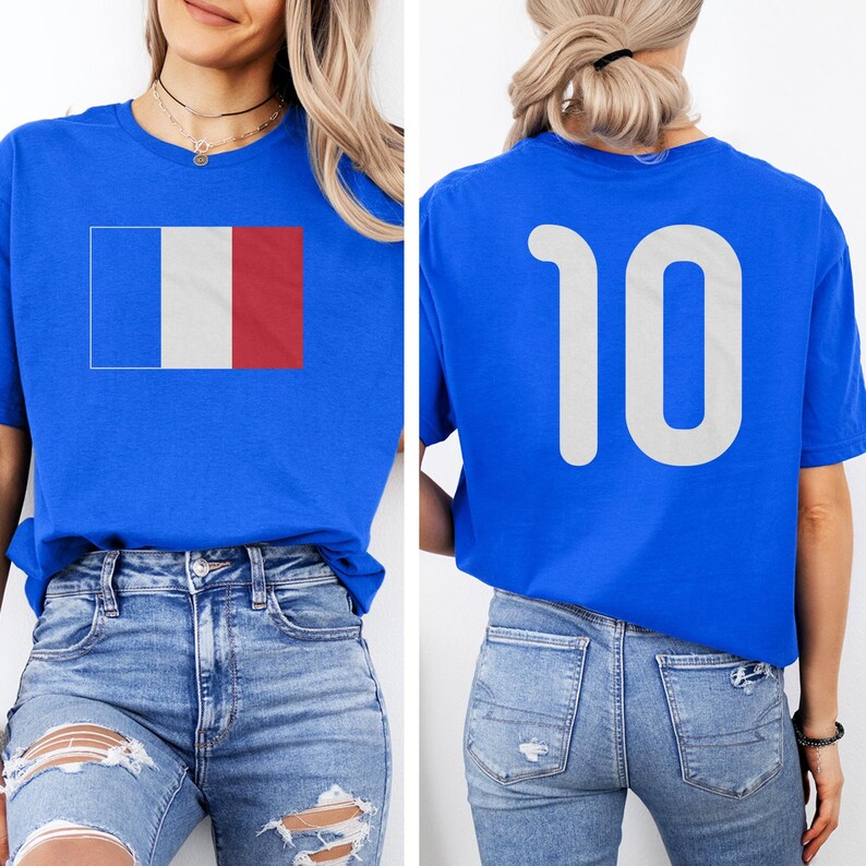 France Football Jersey Tee, Player Style Graphic, World Soccer Unisex T-Shirt image 2