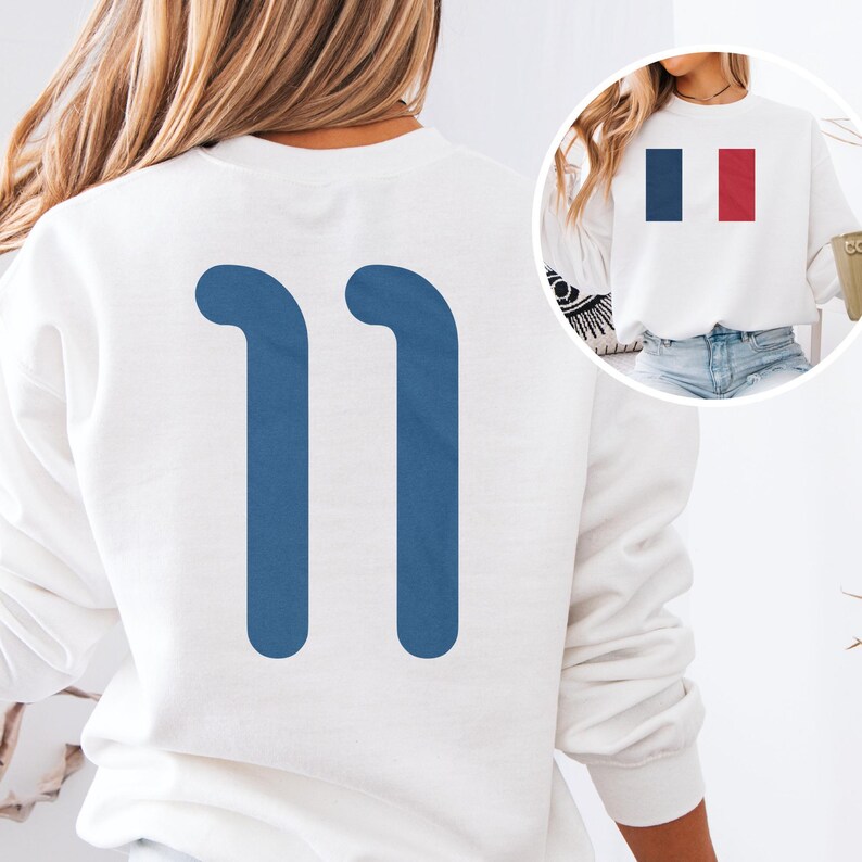 Camiseta unisex de fútbol con diseño de homenaje francés, estampado a doble cara, estilo camiseta de fútbol con el número 11 de Francia, Copa Mundial de Fútbol 2026 de EE. UU. imagen 10