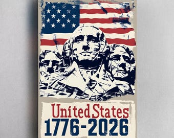 United States 1776-2026 Patriotic Poster, Wall Decor USA Flag Pride Founding Fathers Style Print, 4th of July Celebration Modern Home Decor