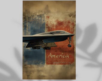4th of July American Bomber Plane Style Poster, Wall Decor 250 Years of America Celebration Print, Vintage Style Patriotic Modern Home Decor