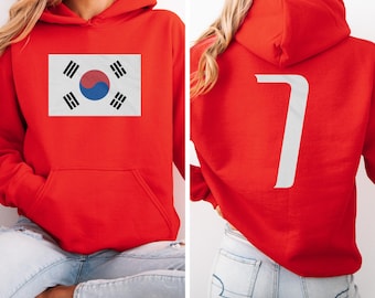 Football Inspired Korea #7 Jersey Style Graphic Tee, 2-Sided Korean Tribute Player Design, Soccer USA 2026 World Fans Unisex T-Shirt