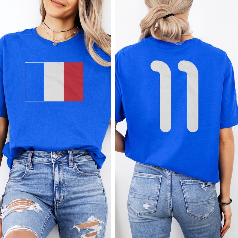 Camiseta unisex de fútbol con diseño de homenaje francés, estampado a doble cara, estilo camiseta de fútbol con el número 11 de Francia, Copa Mundial de Fútbol 2026 de EE. UU. imagen 1