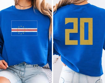 USA 2026 World Fan Cape Verdean Tribute Design, Soccer Inspired Cape Verde #20 Jersey Style 2-Sided Casual Graphic Tee, Unisex Tshirt