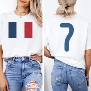 France Jersey Style T-Shirt, Number 7 Graphic Tee, Soccer Fan Apparel image 9