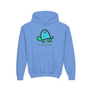Sudadera infantil con capucha "Me gustan las tortugas" (me encantan), ilustración dibujada a mano.