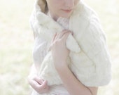 Winter Wedding -  Bridal Fur Shawl, Vintage Fur Accessory // White Rabbit , Natural Fur, Cream.