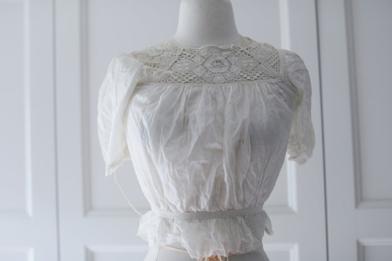 Antique Blouse - XSM | Victorian Edwardian Silk La