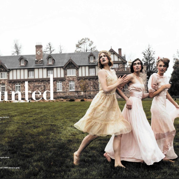 Featured in LUCKY & VELVET Mag online. - 20s Pink Wedding Dress.