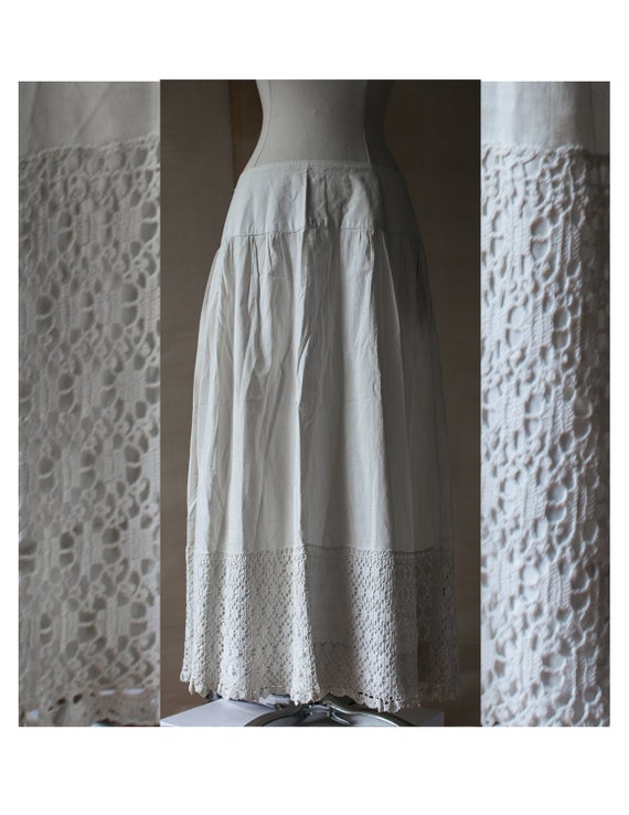 Antique Cotton Lace Petticoat. Crinoline. LARGE I