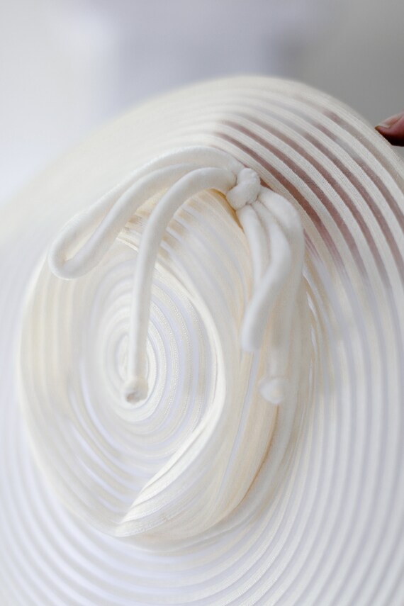 WHITE CARTWHEEL HAT | Vintage Straw Semi Sheer Sau