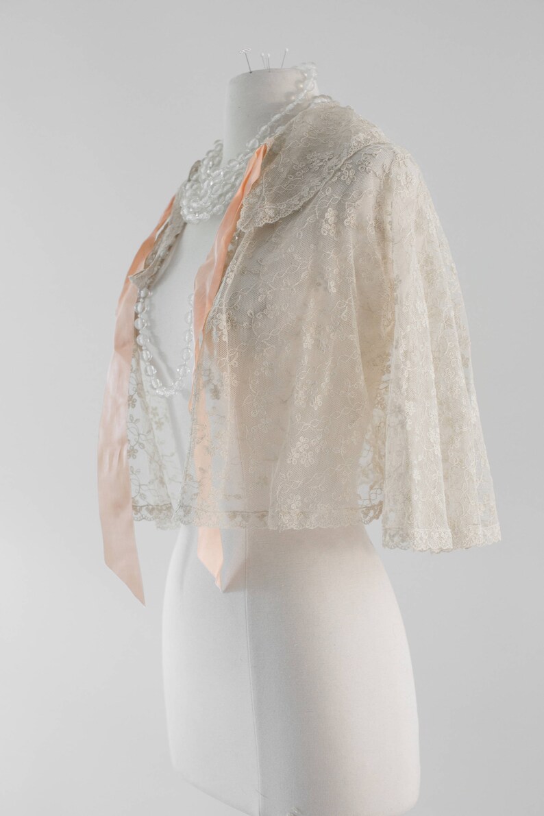 Chantilly Lace ANTIQUE Bed Jacket 1940s sheer bolero. Bridal | Etsy