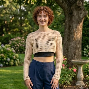Crochet Mesh Shrug  – Boho Crop Top , Instant Download ,Summer Festival Outfit