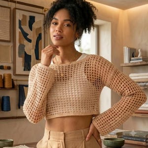 Crochet Mesh Shrug  – Boho Crop Top , Instant Download ,Summer Festival Outfit