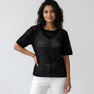 Crochet Pattern PDF — Mesh Stitch Top, Boho Summer Sweater , Lightweight Lace Pullover,