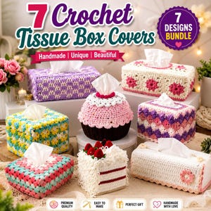 Crochet Tissue Box Cover| Square & Rectangular Tissue Holder  | Custom Boho Home Decor | car accessory