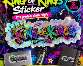 Sticker holographique King of Kings, sticker Christian Graffiti des années 90