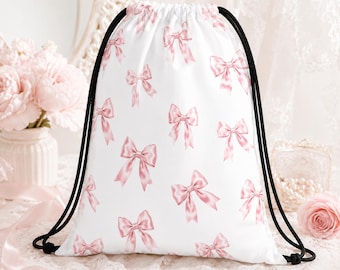 Sac rose avec cordon de serrage, sac de sport Balletcore, sac à dos souple pour fille