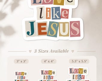 Retro Christian Sticker, Love Like Jesus, Faith Decal, Bible Laptop Sticker
