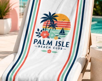 Palm Isle Beach Club Retro Handtuch, übergroßes Palm Tree Resort Handtuch