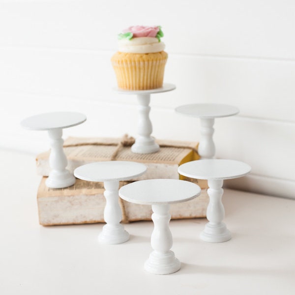 Set of 6 Mini Wooden Cupcake Stands - YOU CHOOSE COLORS