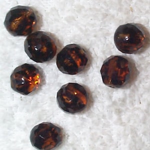 Stunning Vintage Tortoise Faceted Glass Drops--10mm