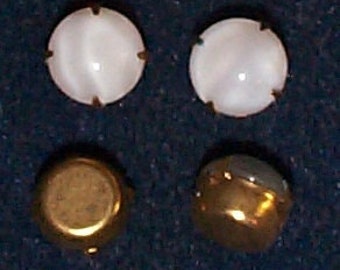 Vintage Moonstone Glass Stones Set in Brass