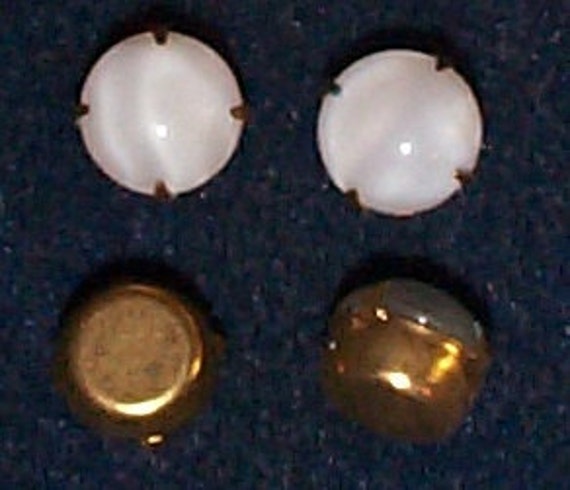 Vintage Moonstone Glass Stones Set in Brass
