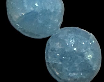 Pedras cabochão de vidro craquelado em tom água-clara vintage