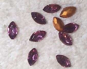 Vintage Light Amethyst Glass Marquise Faceted Stones