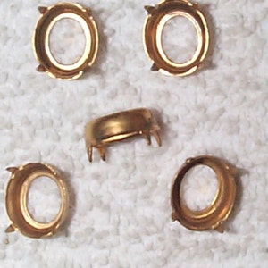 Vintage Oval Brass Open-Back Settings or Mountings 10MM BY 12MM