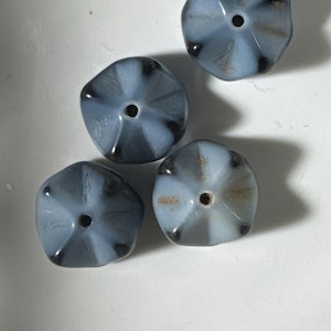 Vintage Opaque Givre Blue and Black Ruffle Beads-Last Group